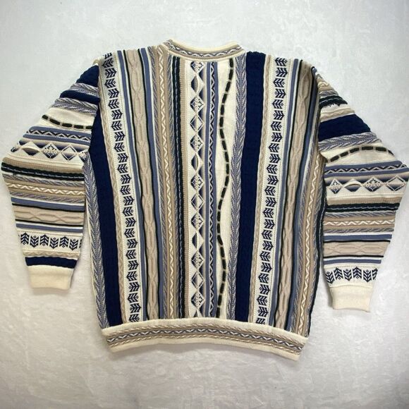 Torallie Australia Mens XL Pure Merino Wool Fair Isle Striped Crew Neck Sweater - Picture 8 of 9